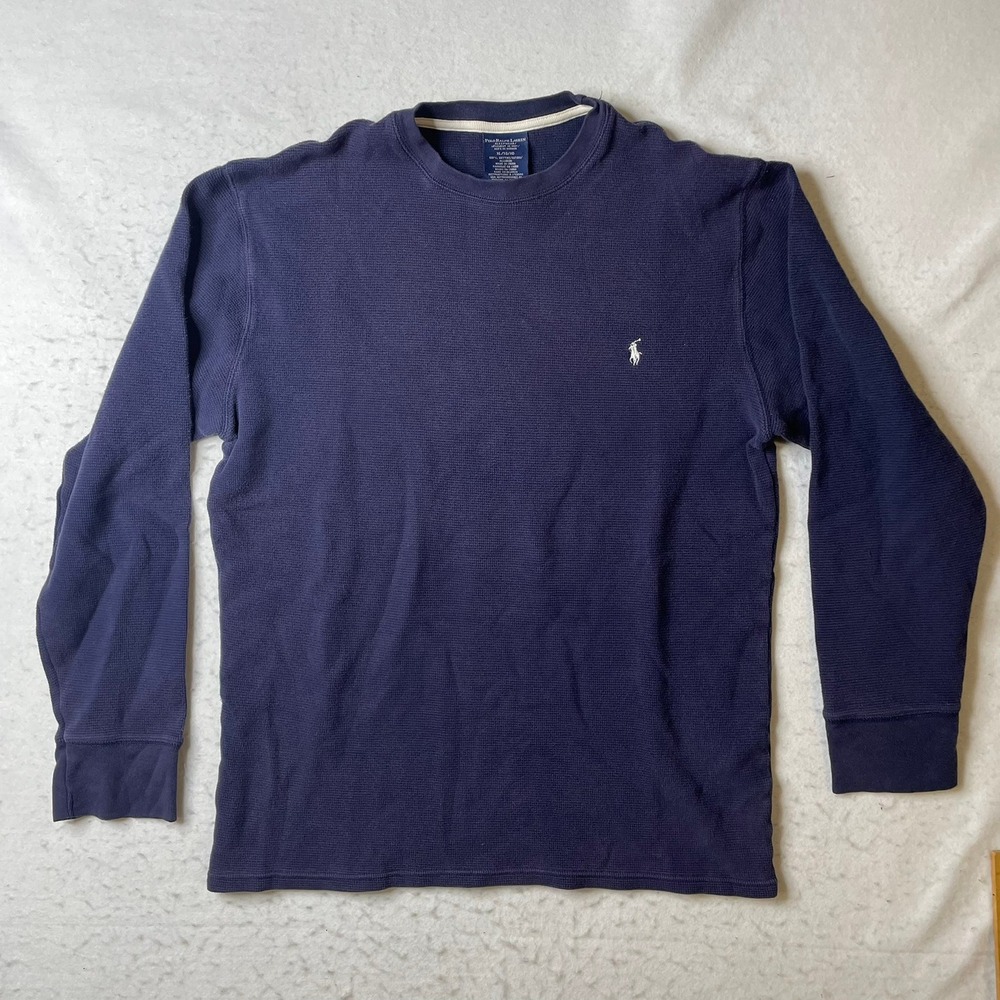 Polo Ralph Lauren Mens XL Blue Waffle Knit Thermal Long Sleeve‎ Sleepwear Shirt